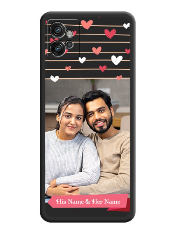 Custom Love Pattern with Name on Pink Ribbon  on Photo on Space Black Soft Matte Back Cover - Motorola Moto G32