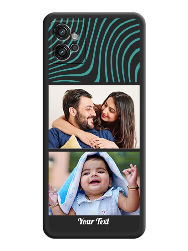Custom Wave Pattern with 2 Image Holder on Space Black Personalized Soft Matte Phone Covers - Motorola Moto G32