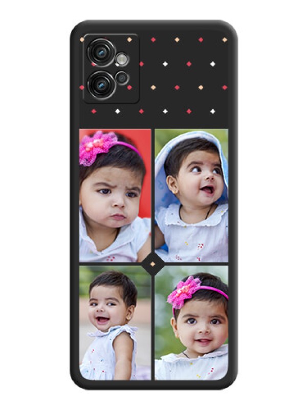 Custom Multicolor Dotted Pattern with 4 Image Holder on Space Black Custom Soft Matte Phone Cases - Motorola Moto G32