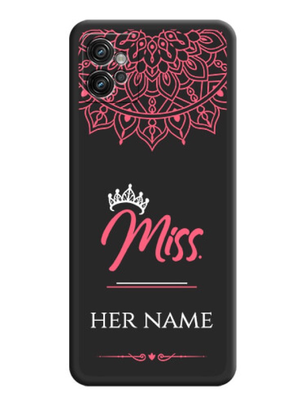 Custom Mrs Name with Floral Design on Space Black Personalized Soft Matte Phone Covers - Motorola Moto G32