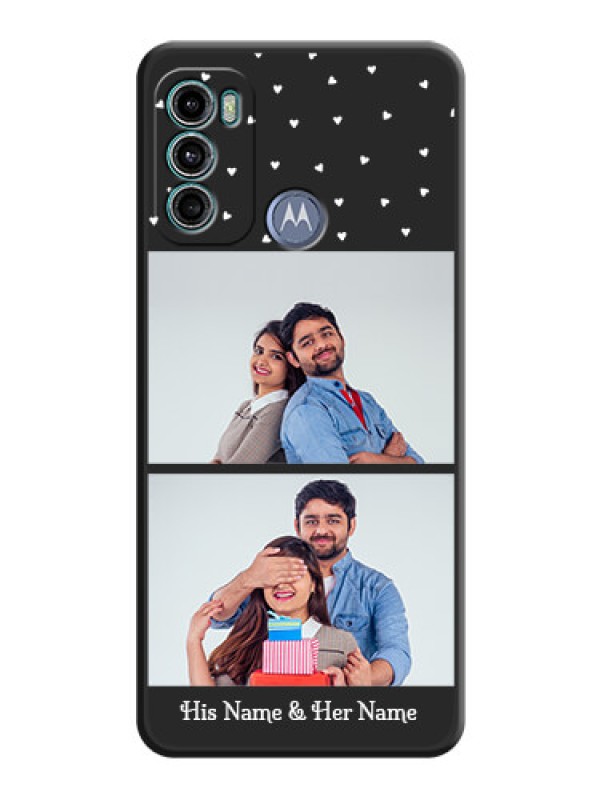 Custom Miniature Love Symbols with Name on Space Black Custom Soft Matte Back Cover - Motorola Moto G40 Fusion