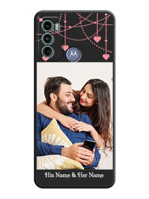 Custom Pink Love Hangings with Text on Space Black Custom Soft Matte Back Cover - Motorola Moto G40 Fusion