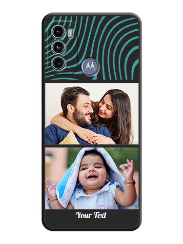 Custom Wave Pattern with 2 Image Holder on Space Black Personalized Soft Matte Phone Covers - Motorola Moto G40 Fusion