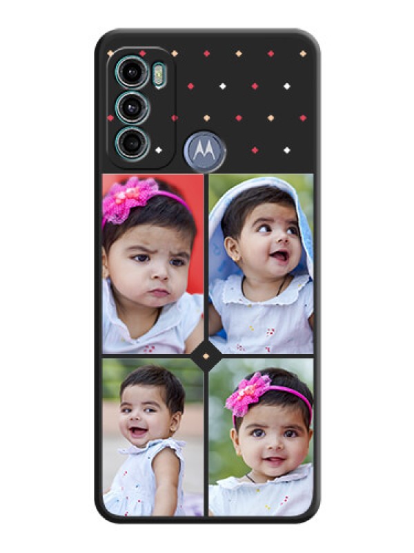 Custom Multicolor Dotted Pattern with 4 Image Holder on Space Black Custom Soft Matte Phone Cases - Motorola Moto G40 Fusion