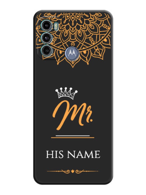 Custom Mr Name with Floral Design  on Personalised Space Black Soft Matte Cases - Motorola Moto G40 Fusion