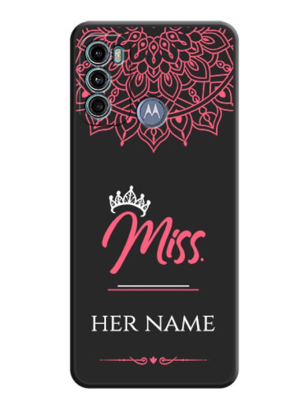Custom Mrs Name with Floral Design on Space Black Personalized Soft Matte Phone Covers - Motorola Moto G40 Fusion