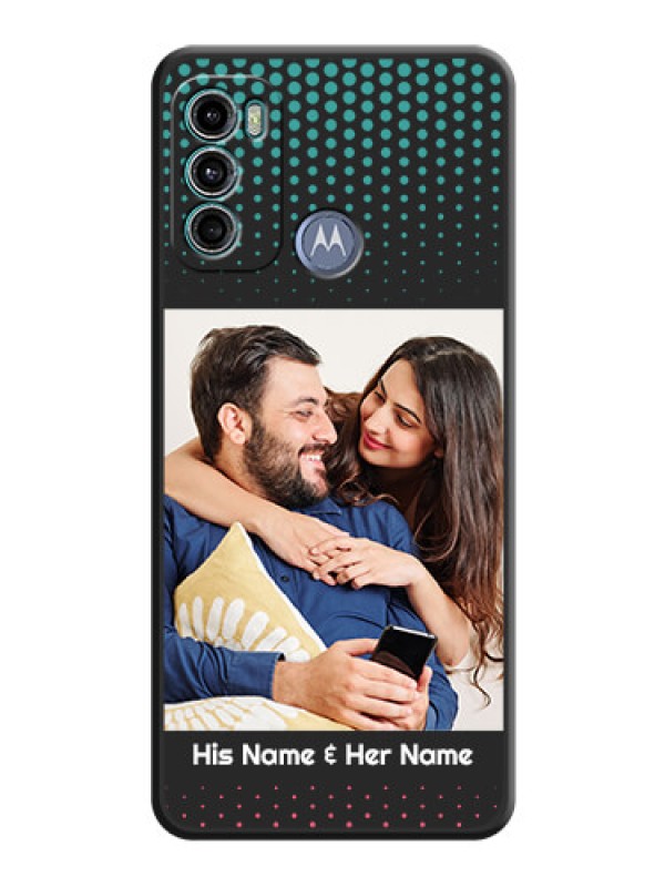 Custom Faded Dots with Grunge Photo Frame and Text on Space Black Custom Soft Matte Phone Cases - Motorola Moto G40 Fusion