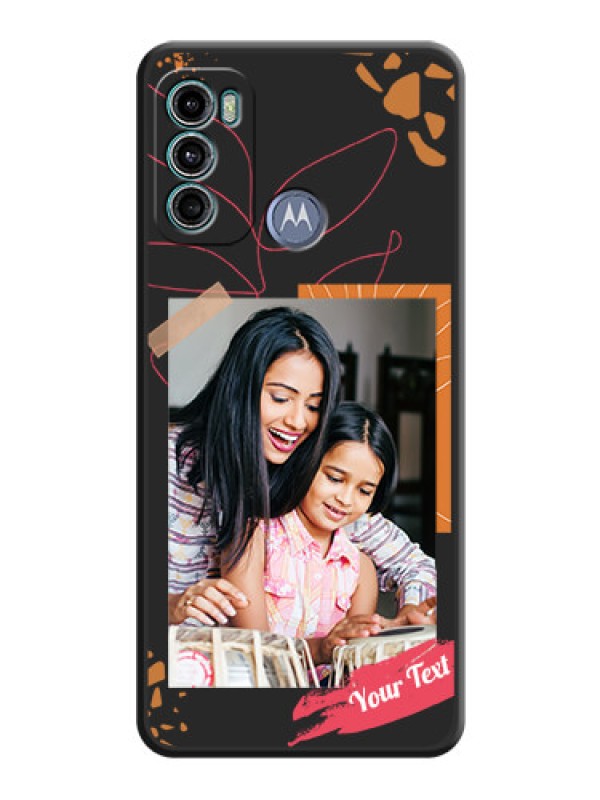 Custom Orange Photo Frame on Space Black Custom Soft Matte Phone Back Cover - Motorola Moto G40 Fusion