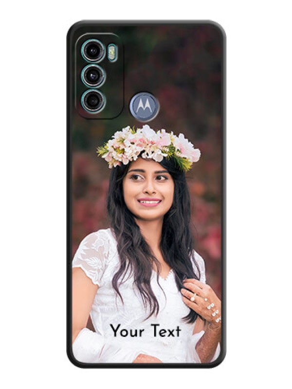 Custom Full Single Pic Upload With Text On Space Black Personalized Soft Matte Phone Covers -Motorola Moto G40 Fusion