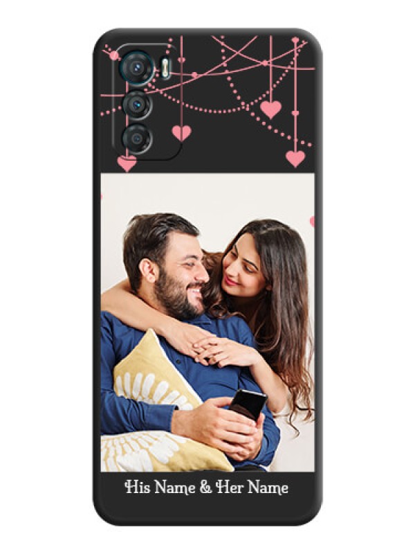 Custom Pink Love Hangings with Text on Space Black Custom Soft Matte Back Cover - Motorola Moto G42