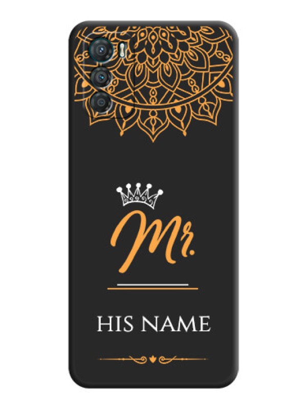 Custom Mr Name with Floral Design  on Personalised Space Black Soft Matte Cases - Motorola Moto G42