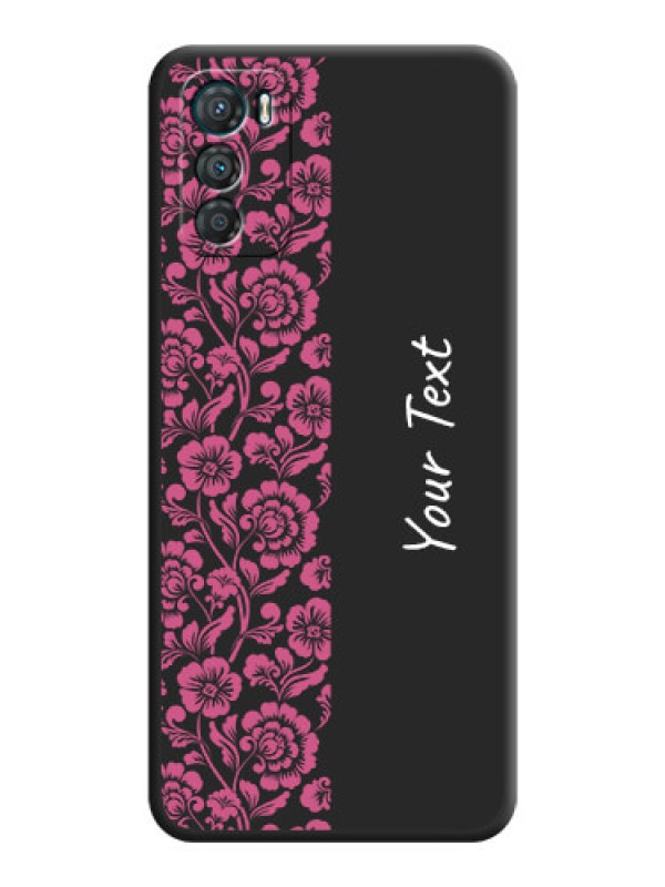 Custom Pink Floral Pattern Design With Custom Text On Space Black Personalized Soft Matte Phone Covers -Motorola Moto G42