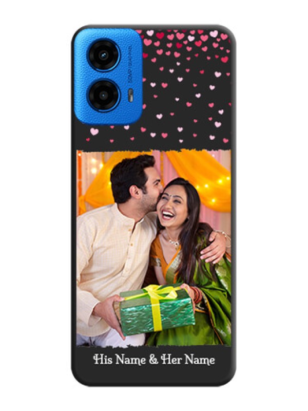 Custom Fall in Love with Your Partner on Photo On Space Black Custom Soft Matte Mobile Back Cover - Motorola Moto G45 5G