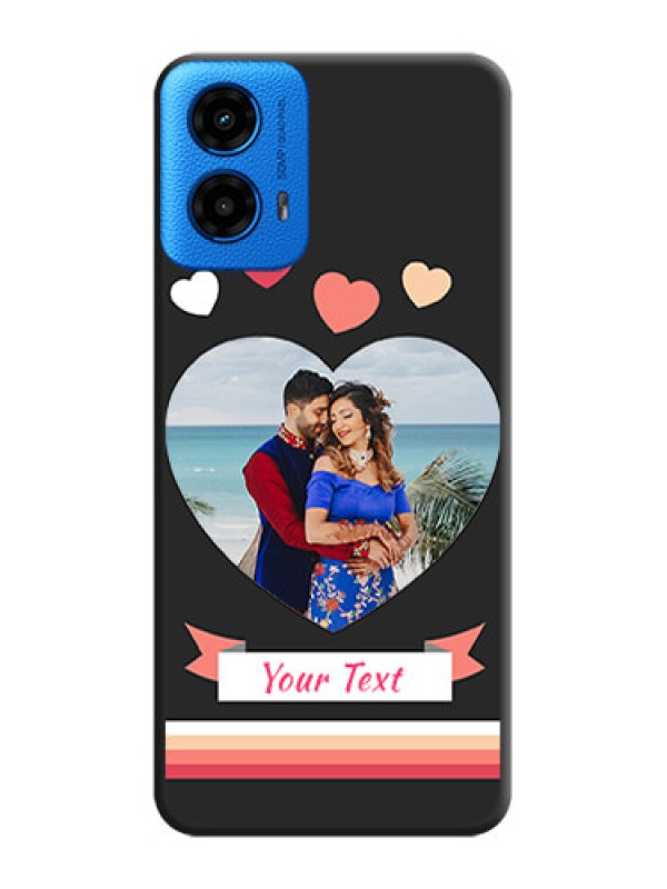 Custom Love Shaped Photo with Colorful Stripes On Space Black Custom Soft Matte Mobile Back Cover - Motorola Moto G45 5G