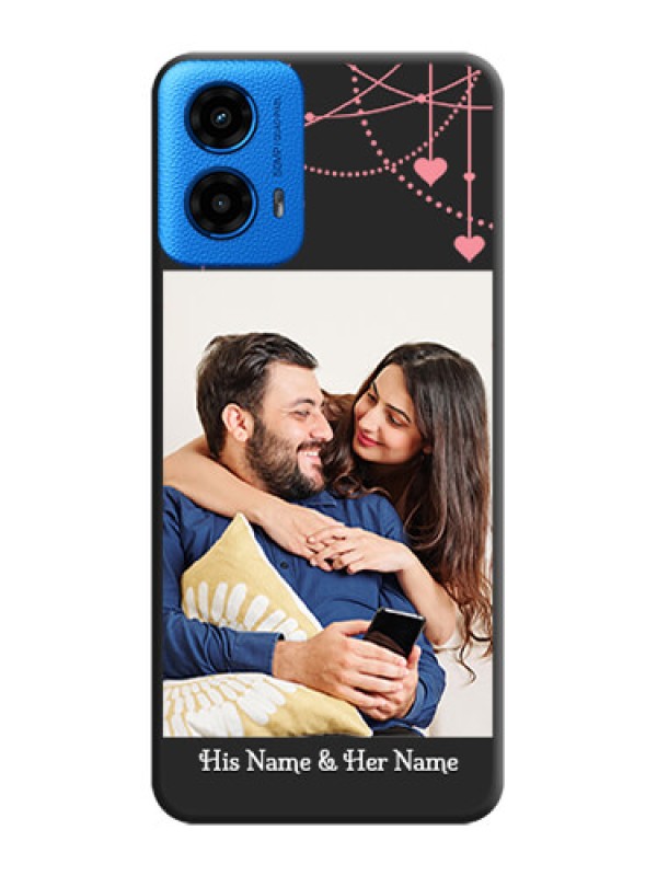 Custom Pink Love Hangings with Text On Space Black Custom Soft Matte Mobile Back Cover - Motorola Moto G45 5G