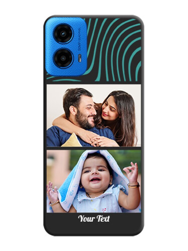 Custom Wave Pattern with 2 Image Holder On Space Black Custom Soft Matte Mobile Back Cover - Motorola Moto G45 5G