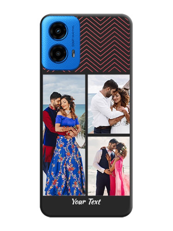 Custom Wave Pattern with 3 Image Holder On Space Black Custom Soft Matte Mobile Back Cover - Motorola Moto G45 5G