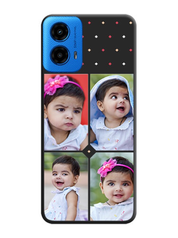 Custom Multicolor Dotted Pattern with 4 Image Holder On Space Black Custom Soft Matte Mobile Back Cover - Motorola Moto G45 5G