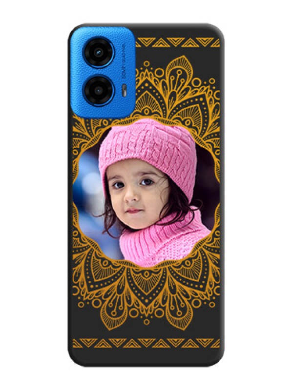 Custom Round Image with Floral Design On Space Black Custom Soft Matte Mobile Back Cover - Motorola Moto G45 5G