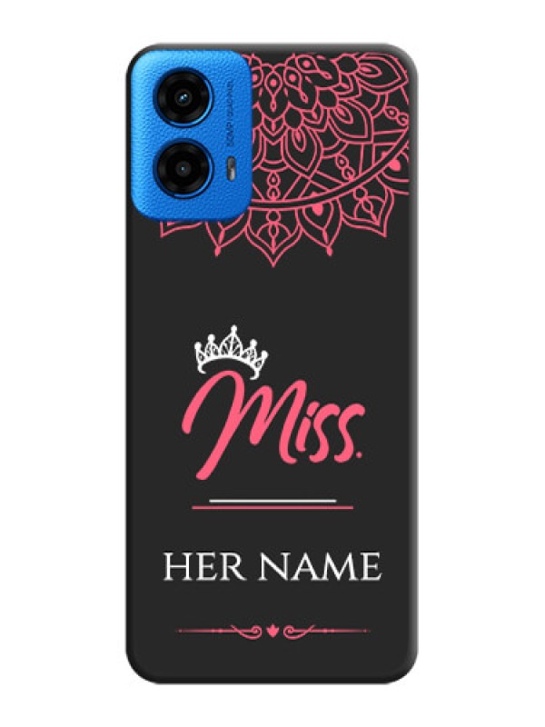 Custom Mrs Name with Floral Design On Space Black Custom Soft Matte Mobile Back Cover - Motorola Moto G45 5G