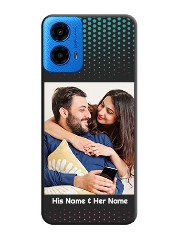 Custom Faded Dots with Grunge Photo Frame and Text On Space Black Custom Soft Matte Mobile Back Cover - Motorola Moto G45 5G