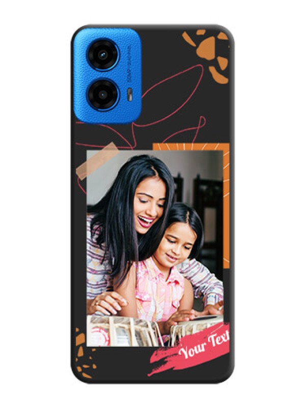 Custom Orange Photo Frame On Space Black Custom Soft Matte Mobile Back Cover - Motorola Moto G45 5G