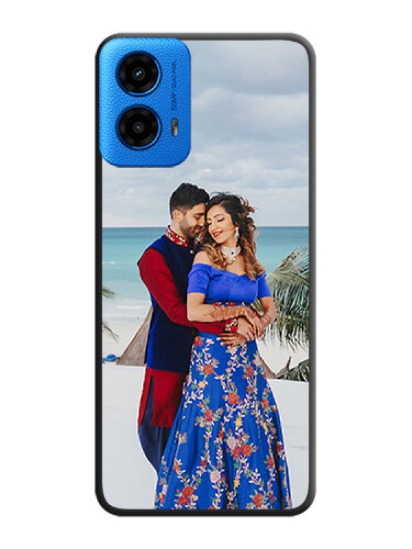 Custom Full Single Pic Upload On Space Black Custom Soft Matte Mobile Back Cover - Motorola Moto G45 5G