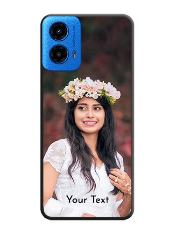 Custom Full Single Pic Upload With Text On Space Black Custom Soft Matte Mobile Back Cover - Motorola Moto G45 5G