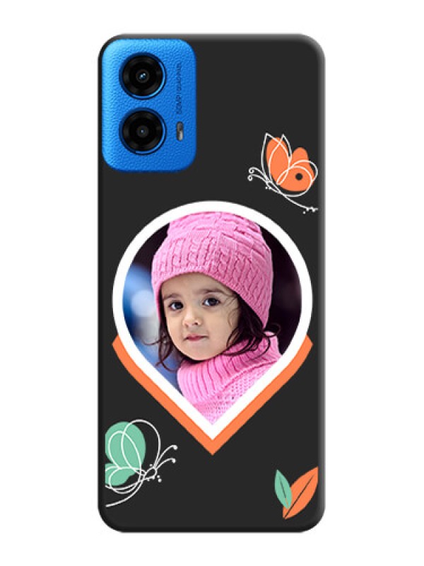 Custom Upload Pic With Simple Butterly Design On Space Black Custom Soft Matte Mobile Back Cover - Motorola Moto G45 5G