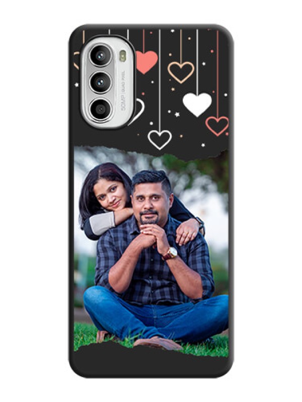 Custom Love Hangings with Splash Wave Picture on Space Black Custom Soft Matte Phone Back Cover - Moto G52