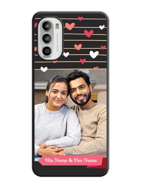 Custom Love Pattern with Name on Pink Ribbon  on Photo on Space Black Soft Matte Back Cover - Moto G52
