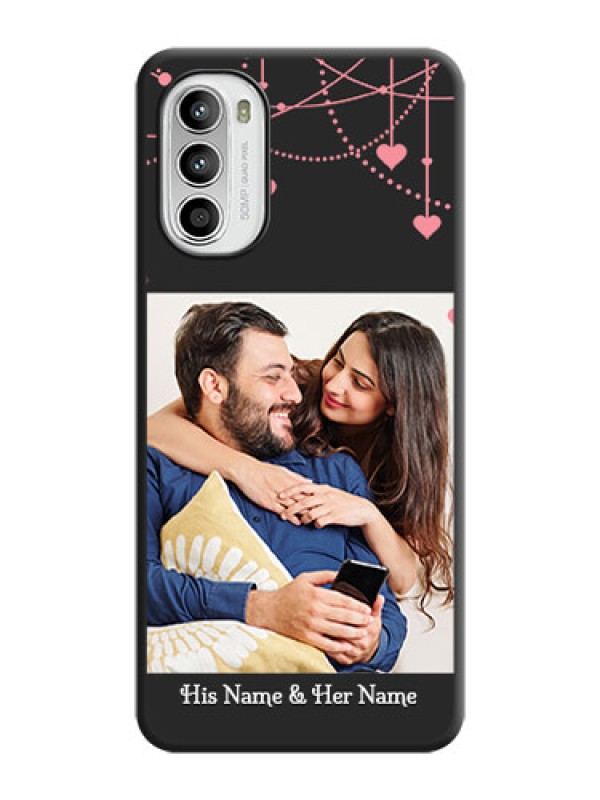 Custom Pink Love Hangings with Text on Space Black Custom Soft Matte Back Cover - Moto G52