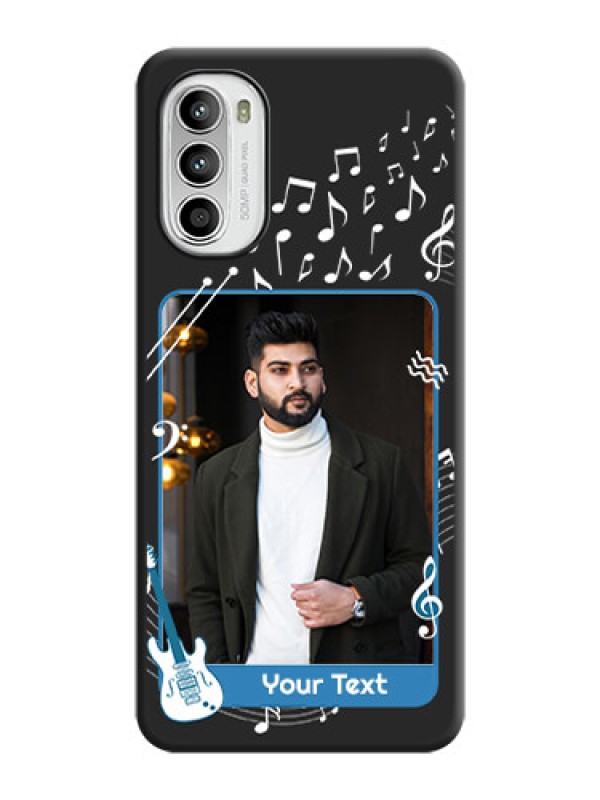 Custom Musical Theme Design with Text on Photo on Space Black Soft Matte Mobile Case - Moto G52