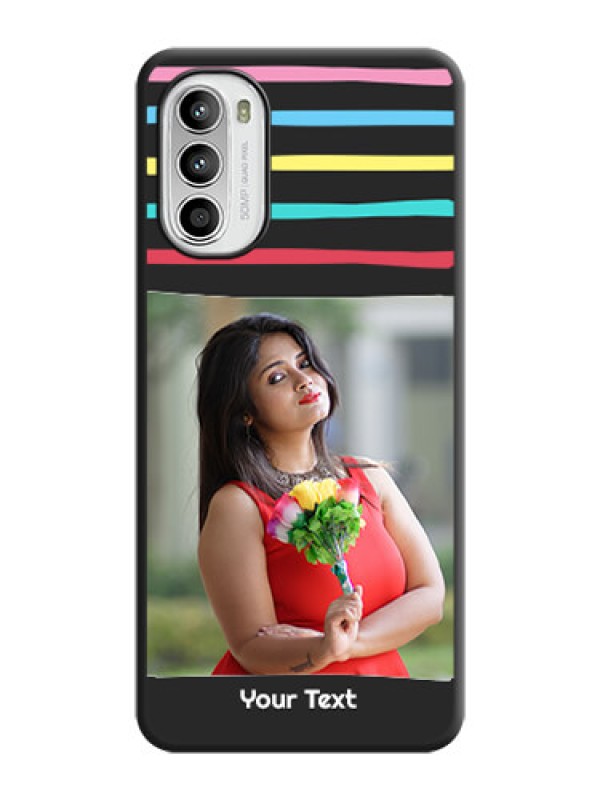 Custom Multicolor Lines with Image on Space Black Personalized Soft Matte Phone Covers - Moto G52