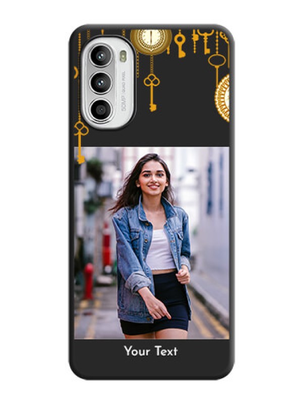 Custom Decorative Design with Text on Space Black Custom Soft Matte Back Cover - Moto G52