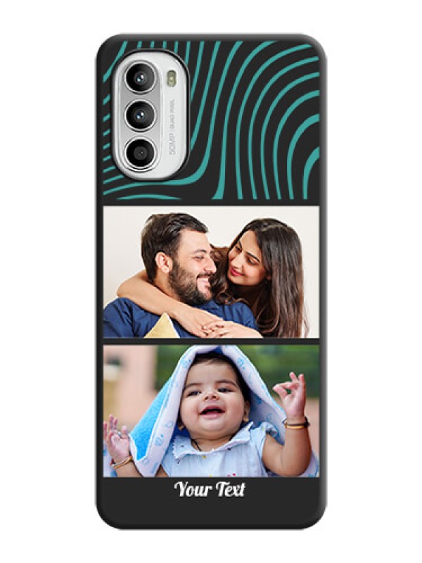 Custom Wave Pattern with 2 Image Holder on Space Black Personalized Soft Matte Phone Covers - Moto G52