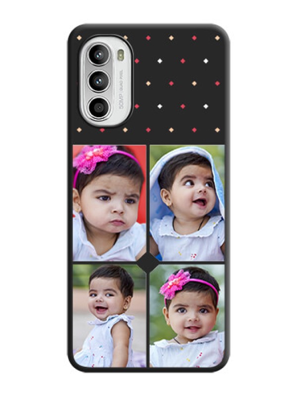 Custom Multicolor Dotted Pattern with 4 Image Holder on Space Black Custom Soft Matte Phone Cases - Moto G52