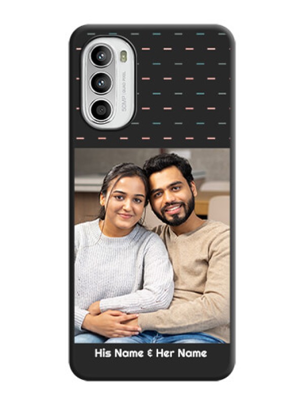 Custom Line Pattern Design with Text on Space Black Custom Soft Matte Phone Back Cover - Moto G52