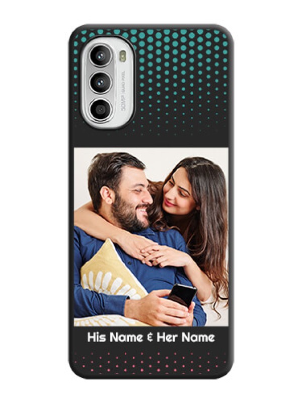 Custom Faded Dots with Grunge Photo Frame and Text on Space Black Custom Soft Matte Phone Cases - Moto G52