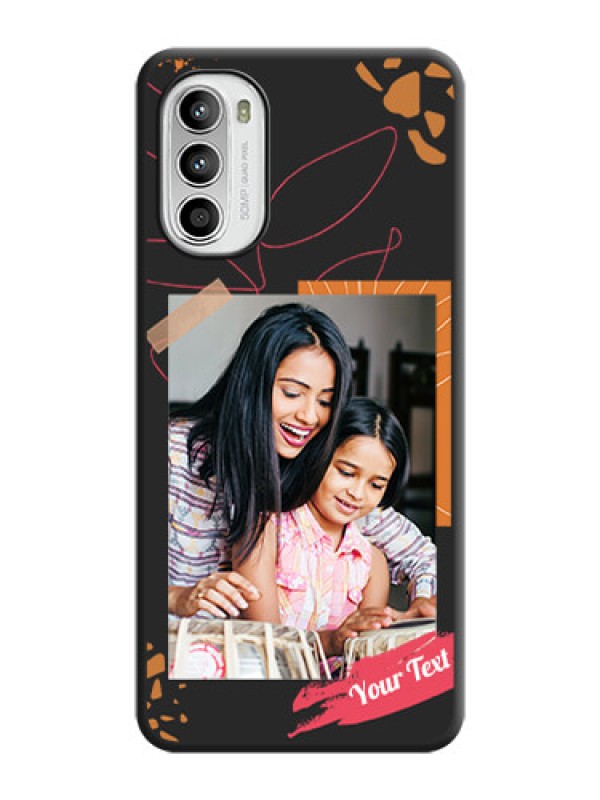Custom Orange Photo Frame on Space Black Custom Soft Matte Phone Back Cover - Moto G52