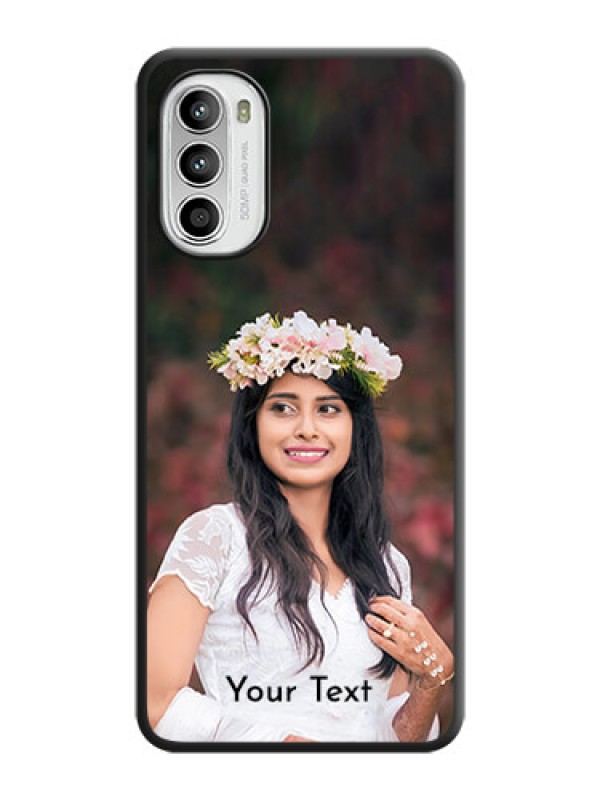 Custom Full Single Pic Upload With Text On Space Black Personalized Soft Matte Phone Covers -Motorola Moto G52