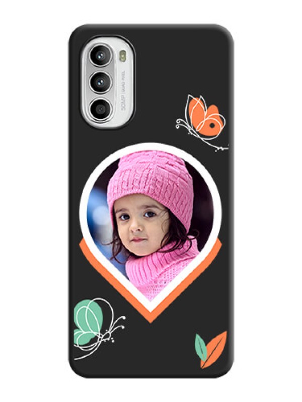 Custom Upload Pic With Simple Butterly Design On Space Black Personalized Soft Matte Phone Covers -Motorola Moto G52