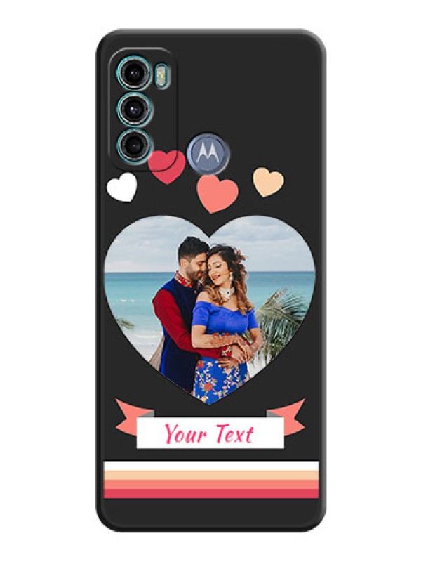 Custom Love Shaped Photo with Colorful Stripes on Personalised Space Black Soft Matte Cases - Motorola Moto G60