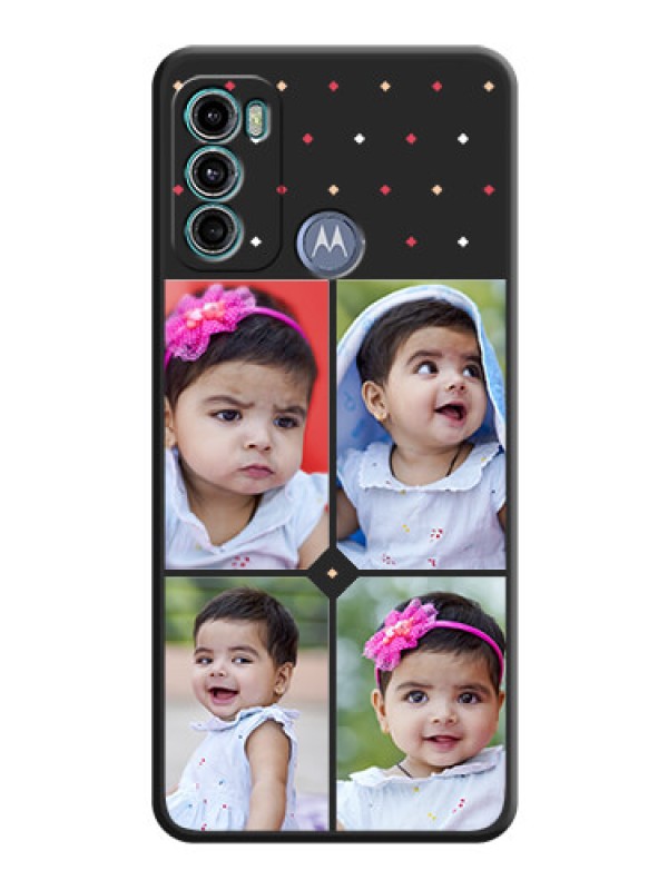 Custom Multicolor Dotted Pattern with 4 Image Holder on Space Black Custom Soft Matte Phone Cases - Motorola Moto G60