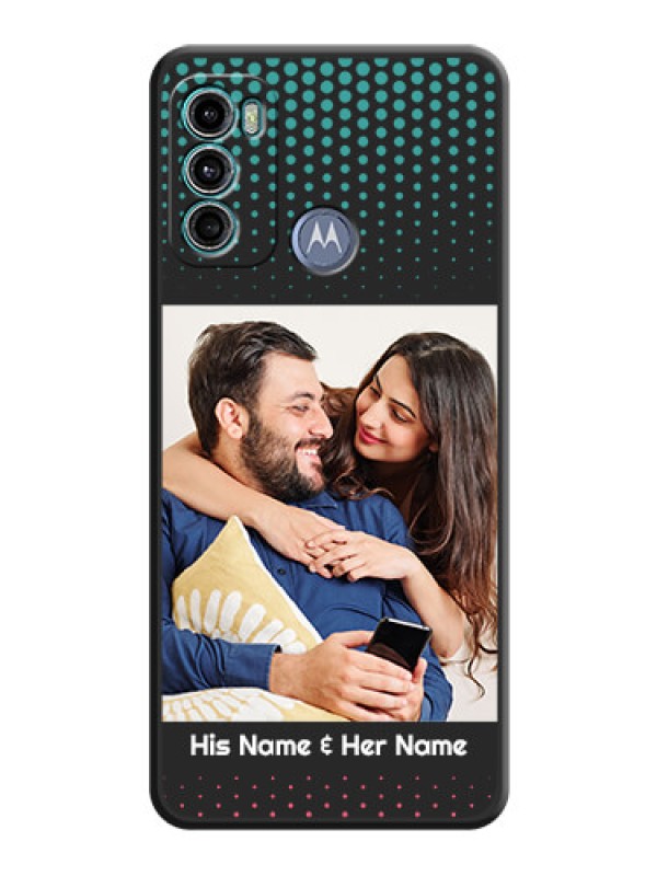 Custom Faded Dots with Grunge Photo Frame and Text on Space Black Custom Soft Matte Phone Cases - Motorola Moto G60