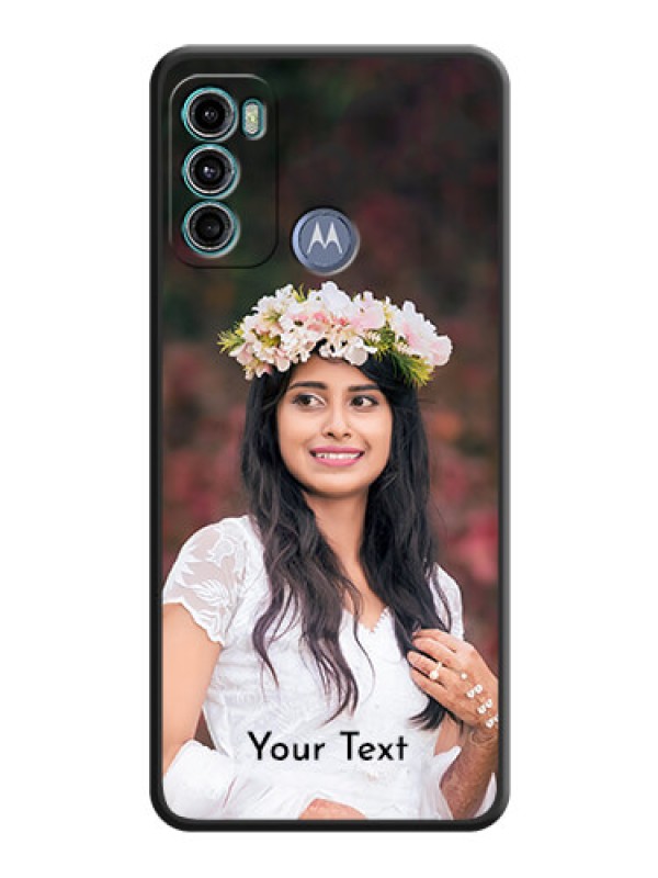 Custom Full Single Pic Upload With Text On Space Black Personalized Soft Matte Phone Covers -Motorola Moto G60