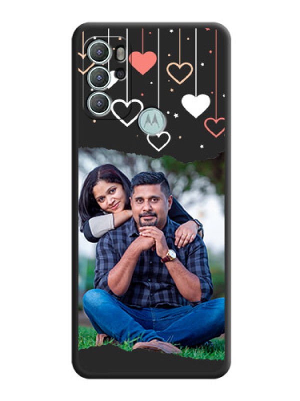 Custom Love Hangings with Splash Wave Picture on Space Black Custom Soft Matte Phone Back Cover - Moto G60s