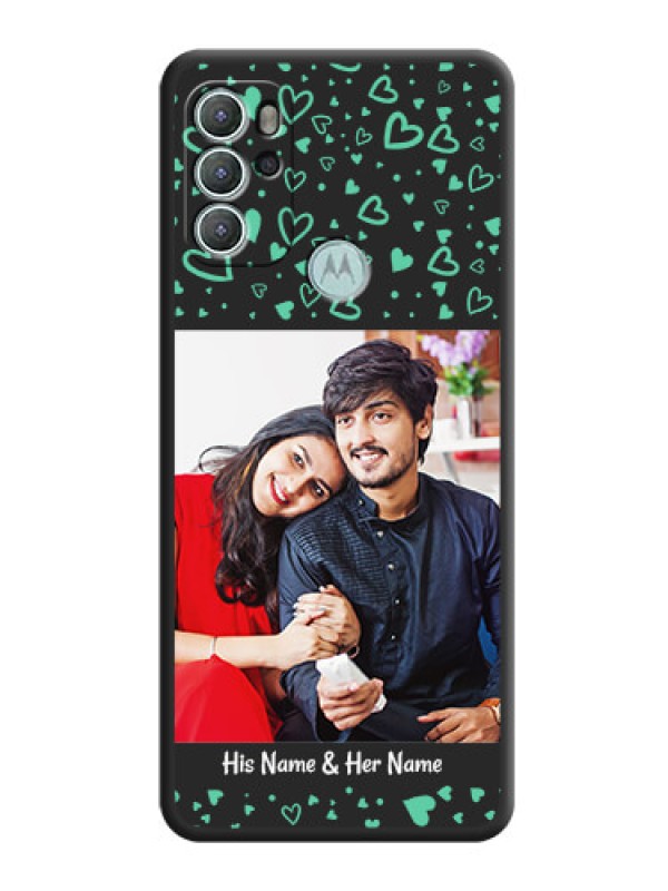 Custom Sea Green Indefinite Love Pattern on Photo on Space Black Soft Matte Mobile Cover - Moto G60s