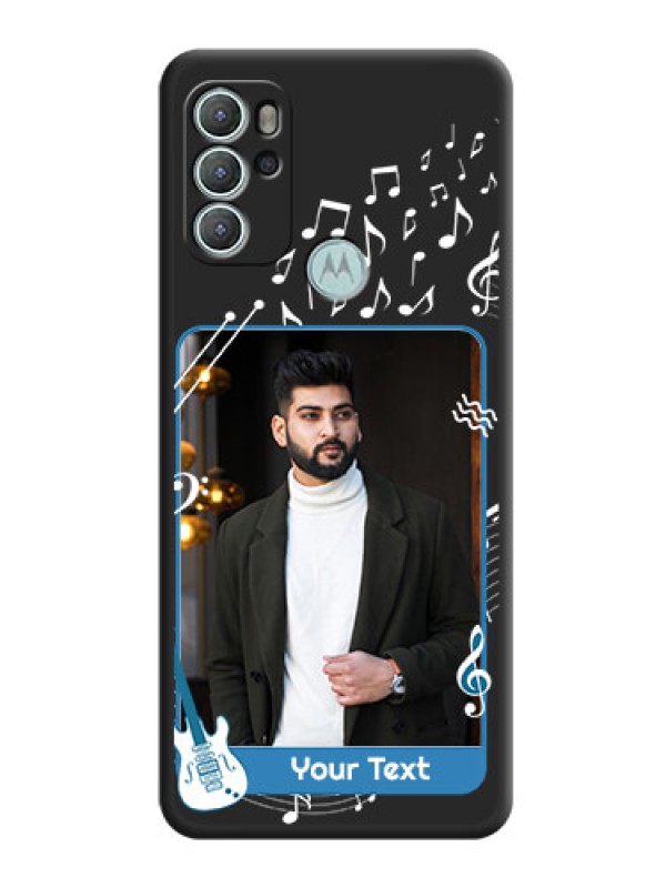 Custom Musical Theme Design with Text on Photo on Space Black Soft Matte Mobile Case - Moto G60s