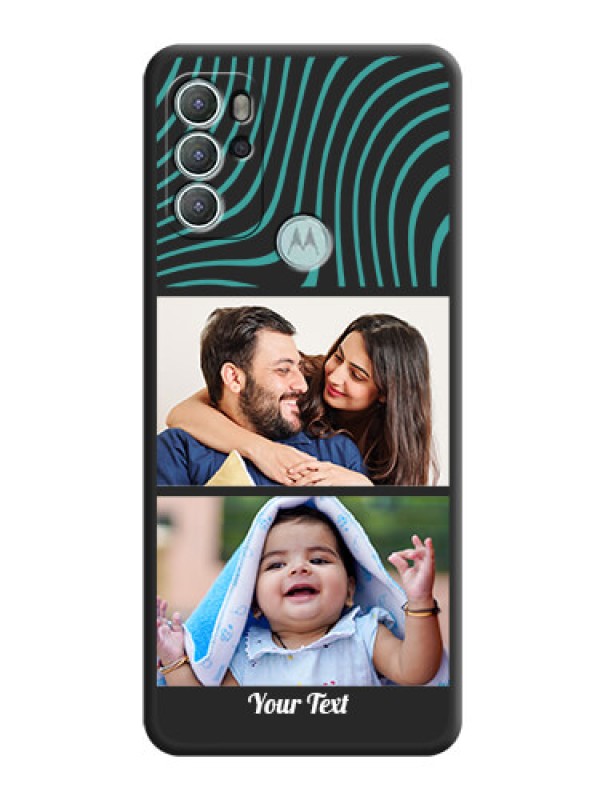 Custom Wave Pattern with 2 Image Holder on Space Black Personalized Soft Matte Phone Covers - Moto G60s
